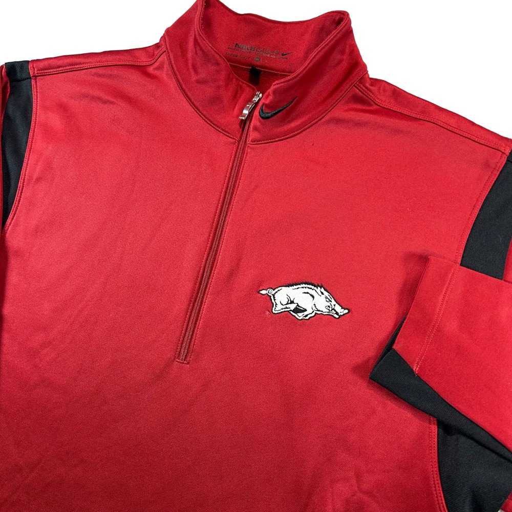 Nike Golf Pullover Mens Medium Red Arkansas Razorbacks Therma-FIT Quarter Zip
